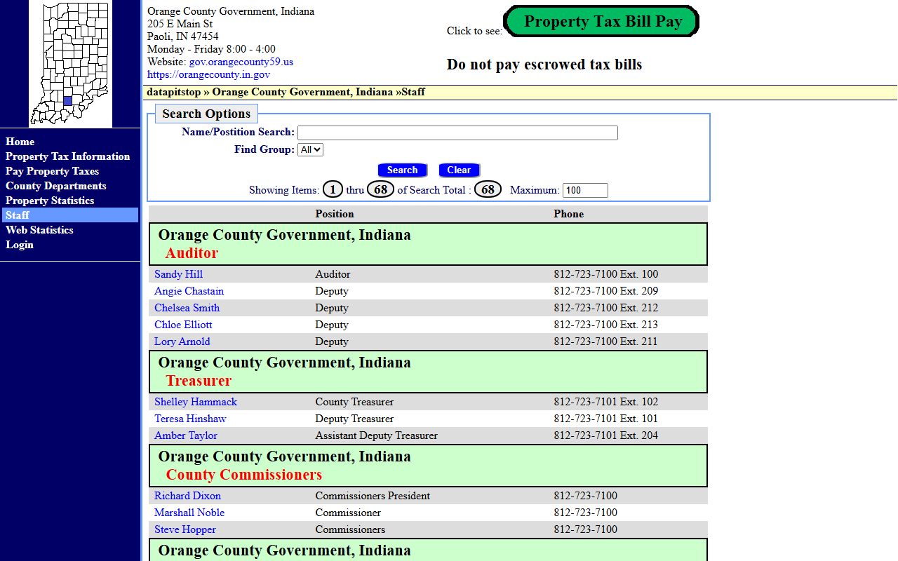Orange County inmate population staff directory with sheriff and jail commander contacts